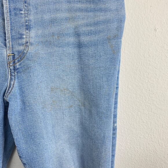 Levi Ribcage Straight Ankle Women Jeans Size 30 Button Front Med Wash Distressed - Picture 7 of 16
